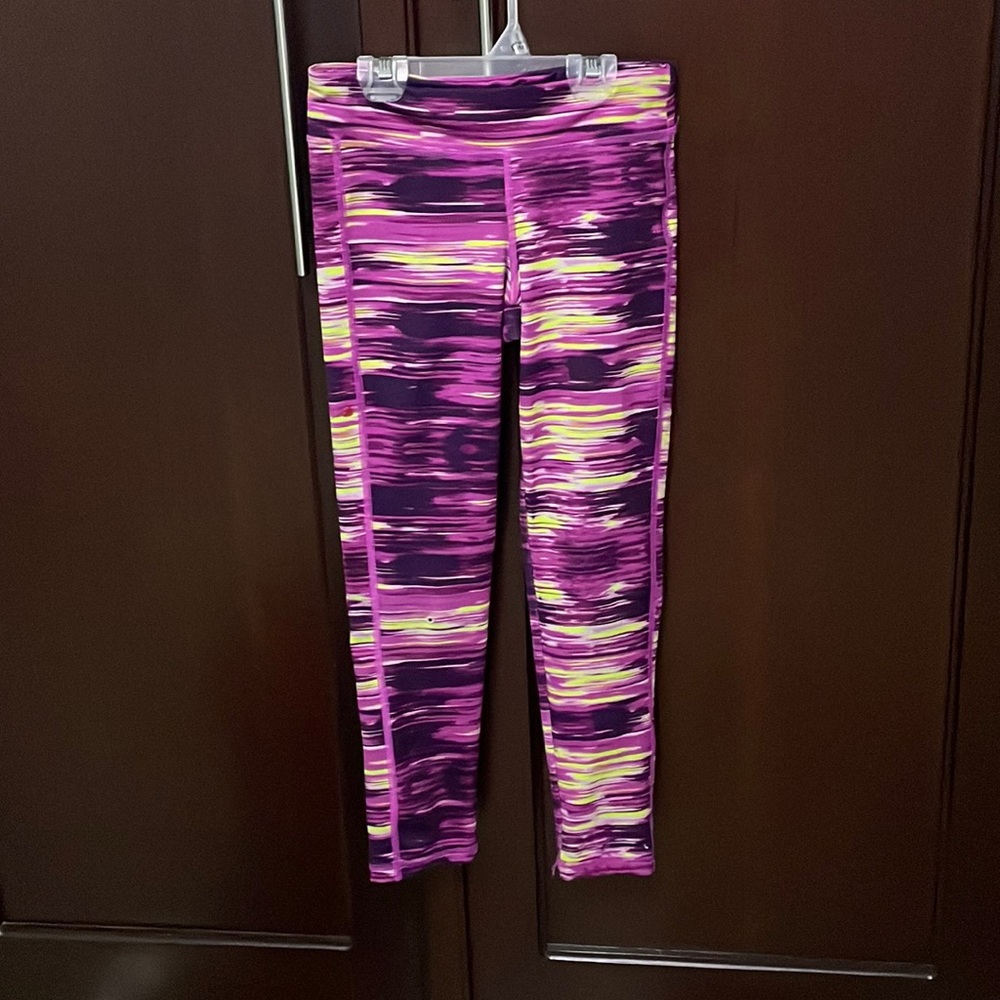 Old navy purple and yellow capri leggings